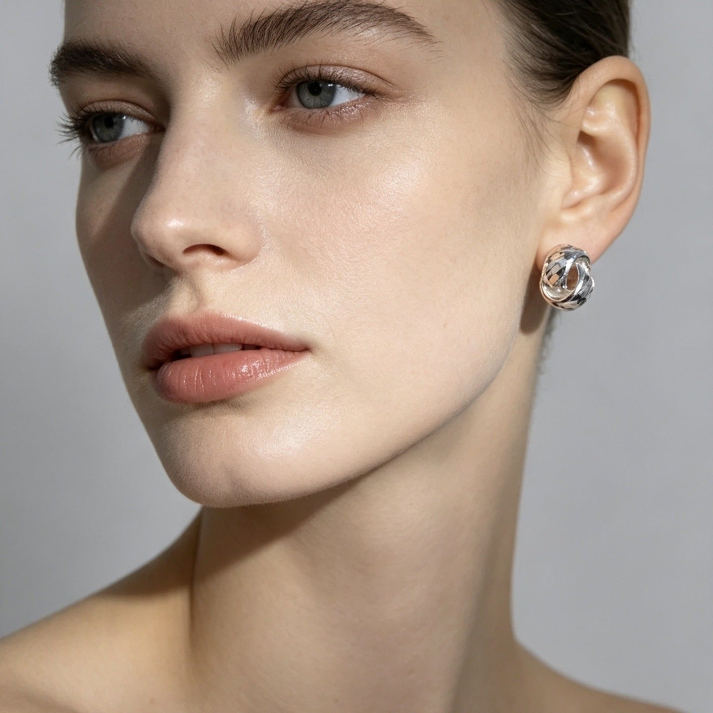 Textured Double Layer C-Hoop Earrings（MAC461） - Mariam's Collection