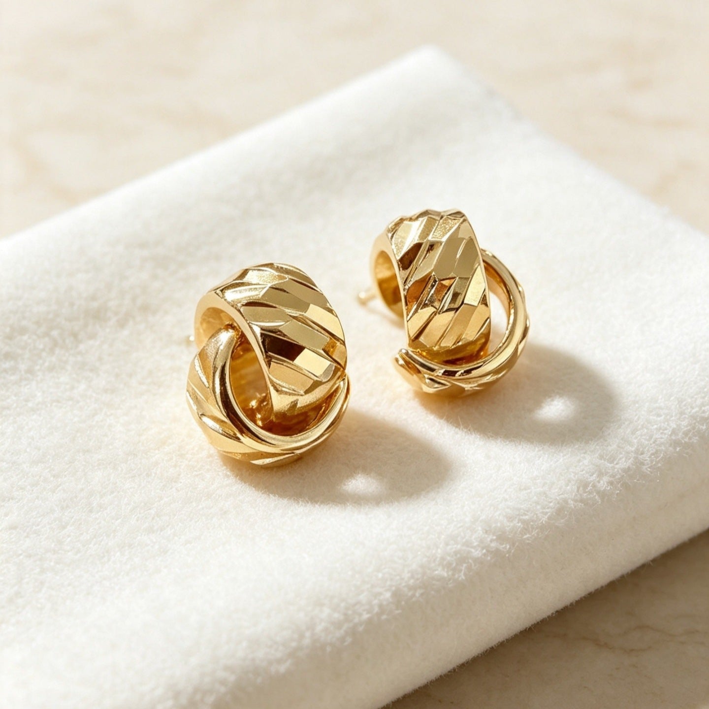 Textured Double Layer C-Hoop Earrings（MAC461） - Mariam's Collection