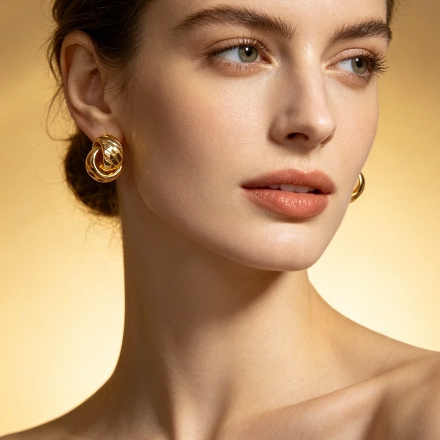 Textured Double Layer C-Hoop Earrings（MAC461） - Mariam's Collection