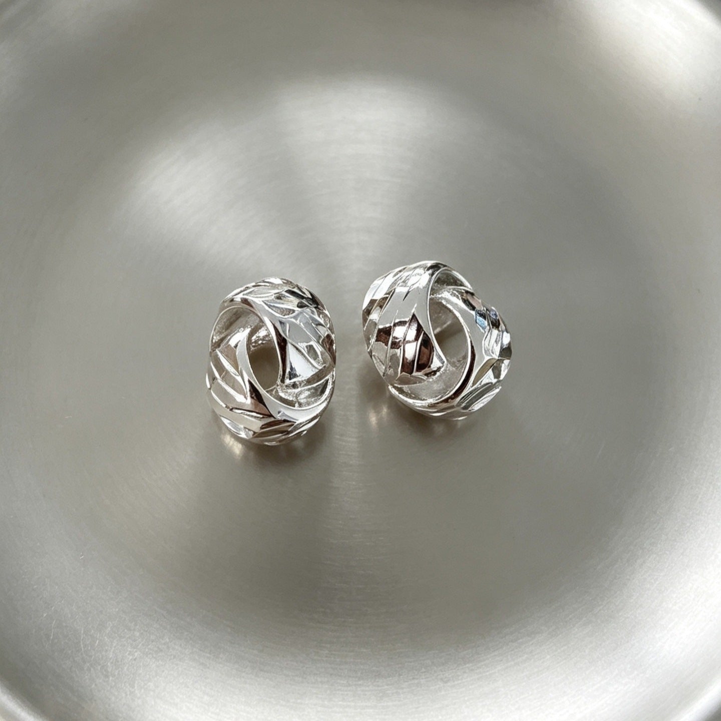 Textured Double Layer C-Hoop Earrings（MAC461） - Mariam's Collection