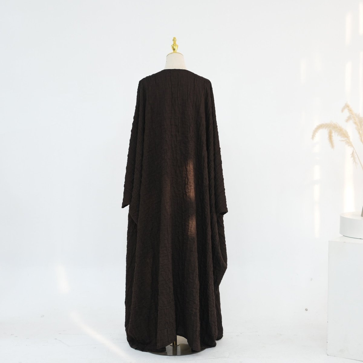 Textured Jacquard Abaya with Batwing Cardigan & Belt(MOA281) - Mariam's Collection