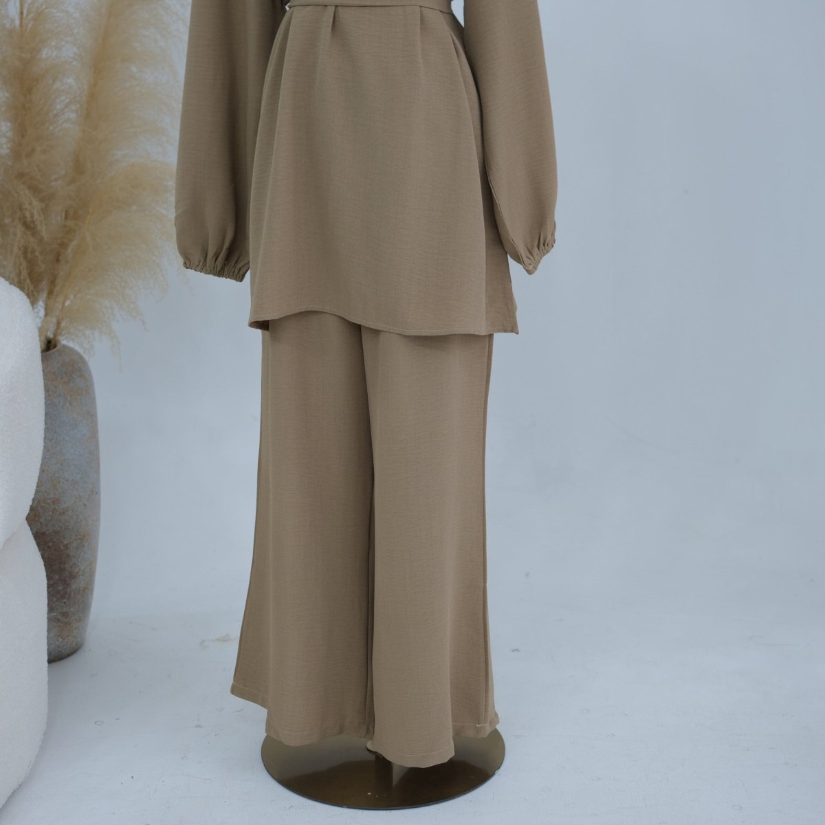 Textured Longline Top & Wide-Leg Trouser Set(MS455) - Mariam's Collection