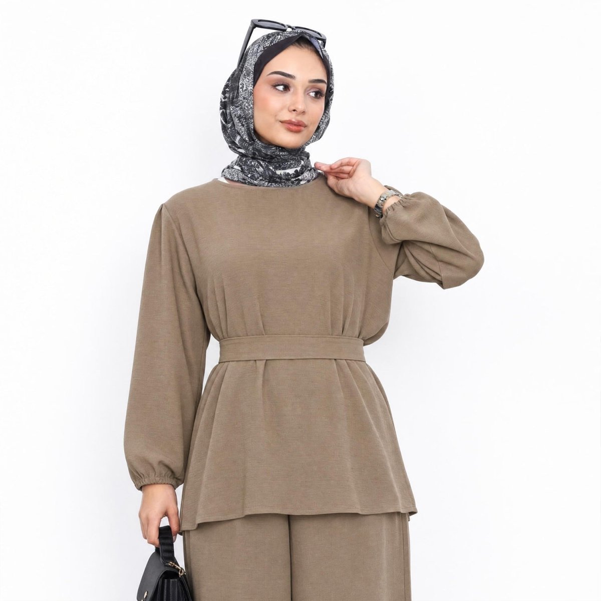 Textured Longline Top & Wide-Leg Trouser Set(MS455) - Mariam's Collection