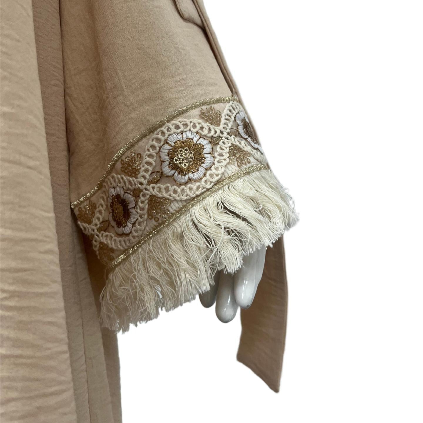 Textured Three-Piece Abaya Set(MOA346) - Mariam's Collection