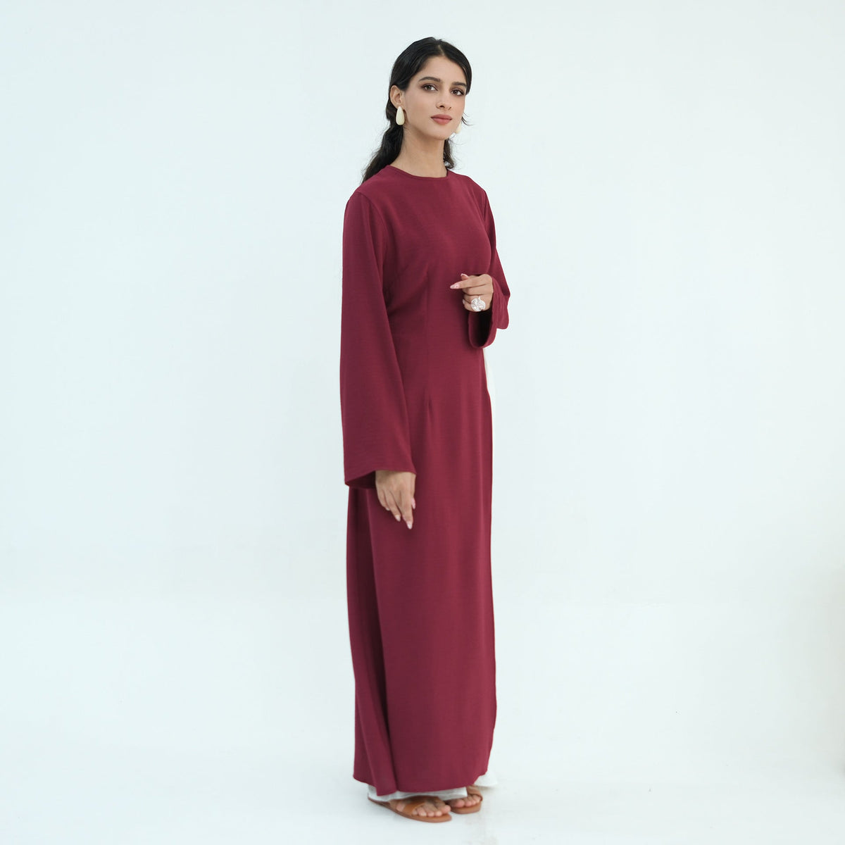 Textured Tie-Back Longline Tunic | Side-Slit Modest Top(MS573) - Mariam's Collection