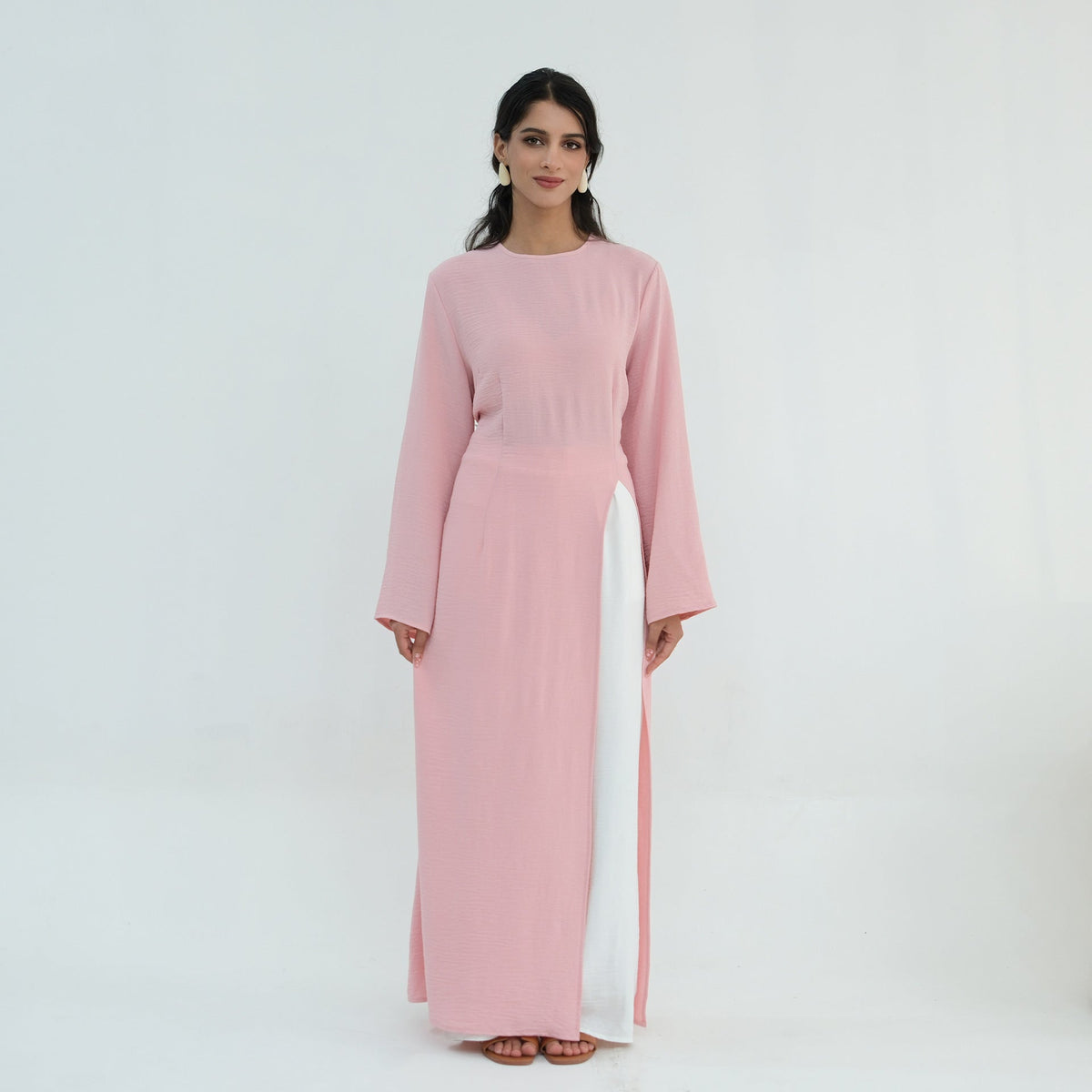 Textured Tie-Back Longline Tunic | Side-Slit Modest Top(MS573) - Mariam's Collection