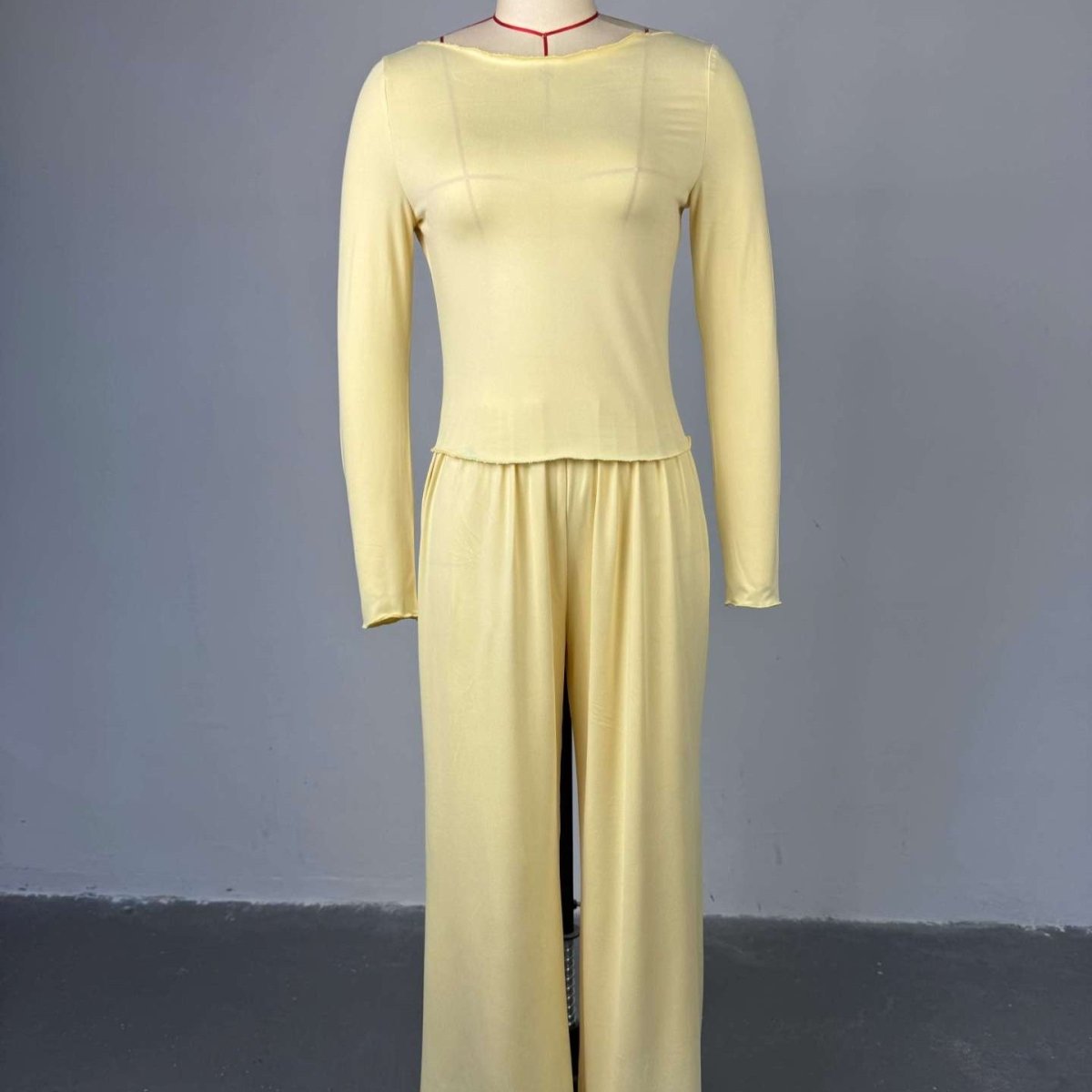 Three - Piece Cape Cardigan Set | Crop Top & Wide - Leg Pants Outfit(MS258) - Mariam's Collection