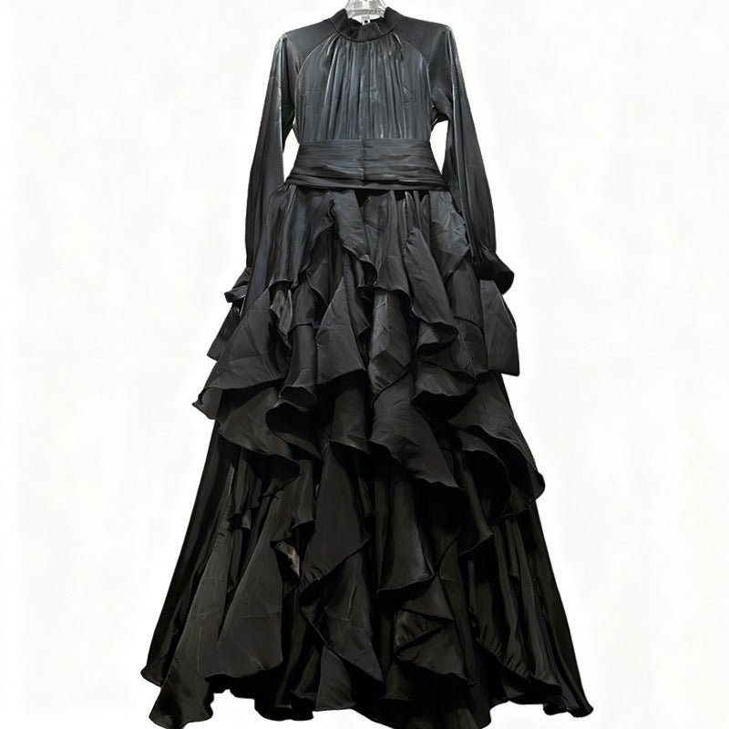 Tiered Ruffle Gown with Pintuck Bodice(MS256) - Mariam's Collection