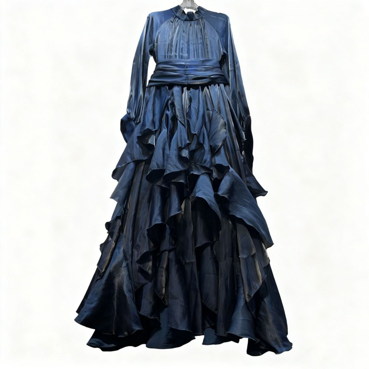 Tiered Ruffle Gown with Pintuck Bodice(MS256) - Mariam's Collection