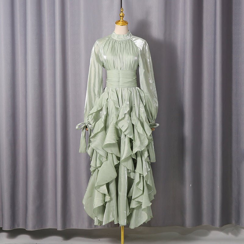 Tiered Ruffle Gown with Pintuck Bodice(MS256) - Mariam's Collection