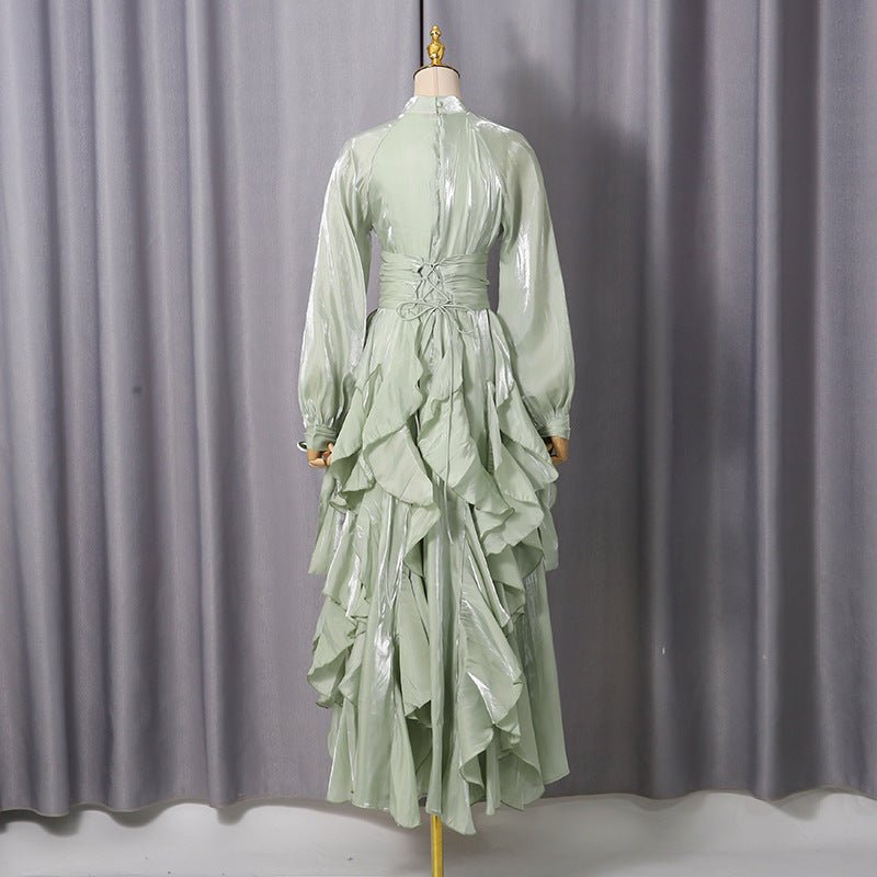 Tiered Ruffle Gown with Pintuck Bodice(MS256) - Mariam's Collection