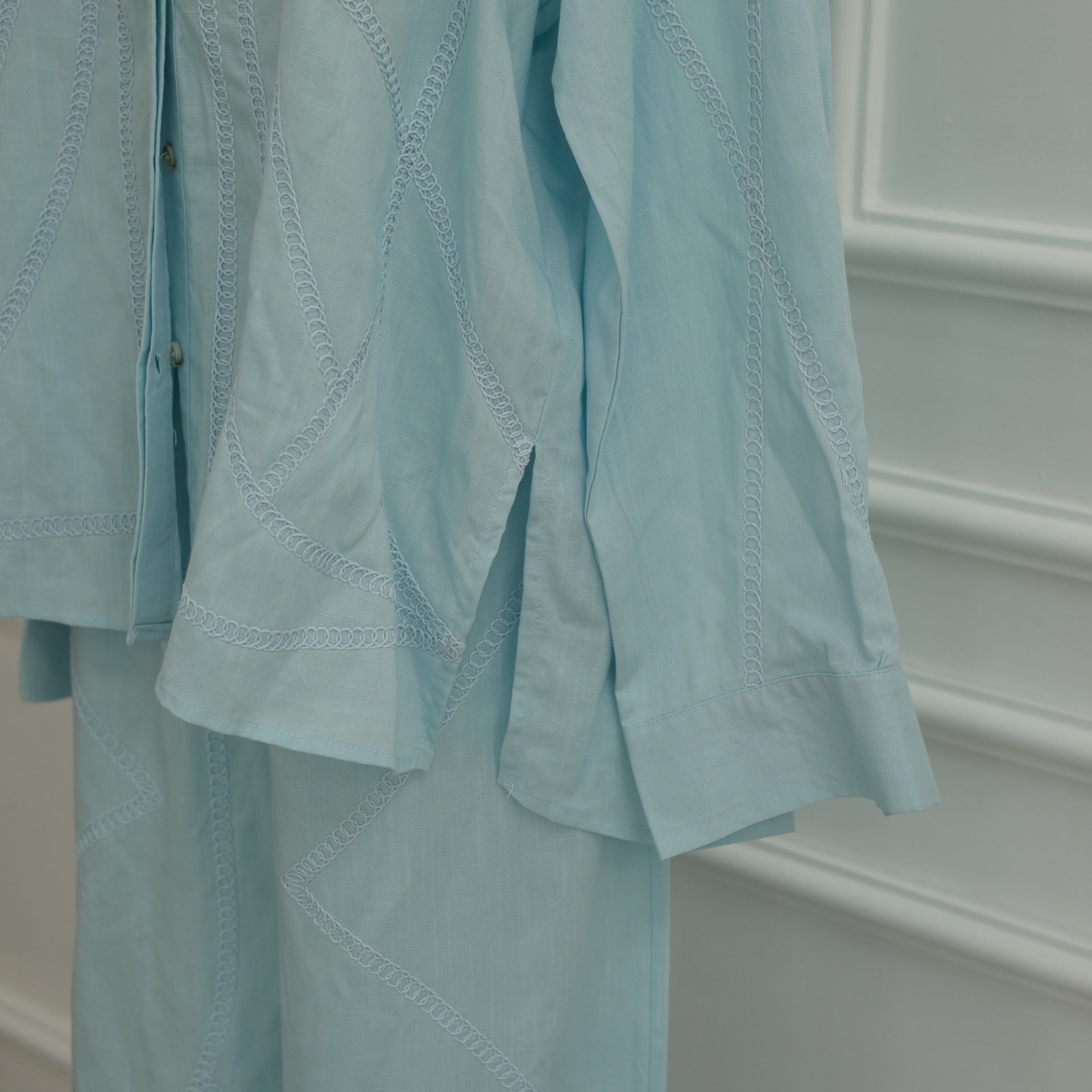 Tonal Chain Stitch Embroidered Set(MS501) - Mariam's Collection