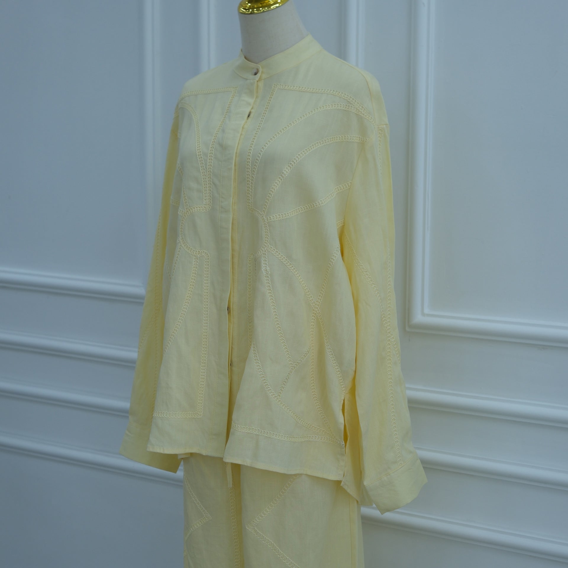 Tonal Chain Stitch Embroidered Set(MS501) - Mariam's Collection