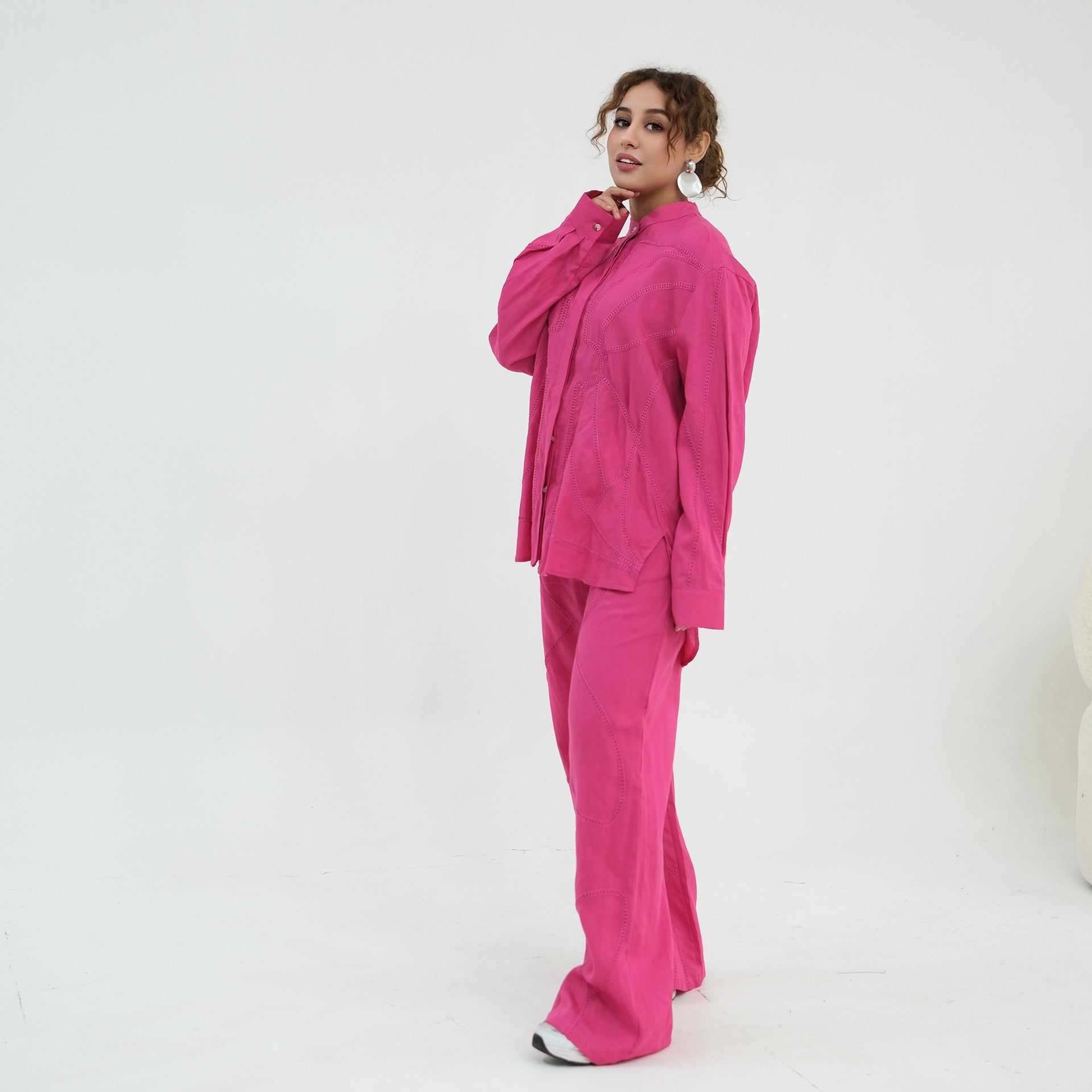 Tonal Chain Stitch Embroidered Set(MS501) - Mariam's Collection
