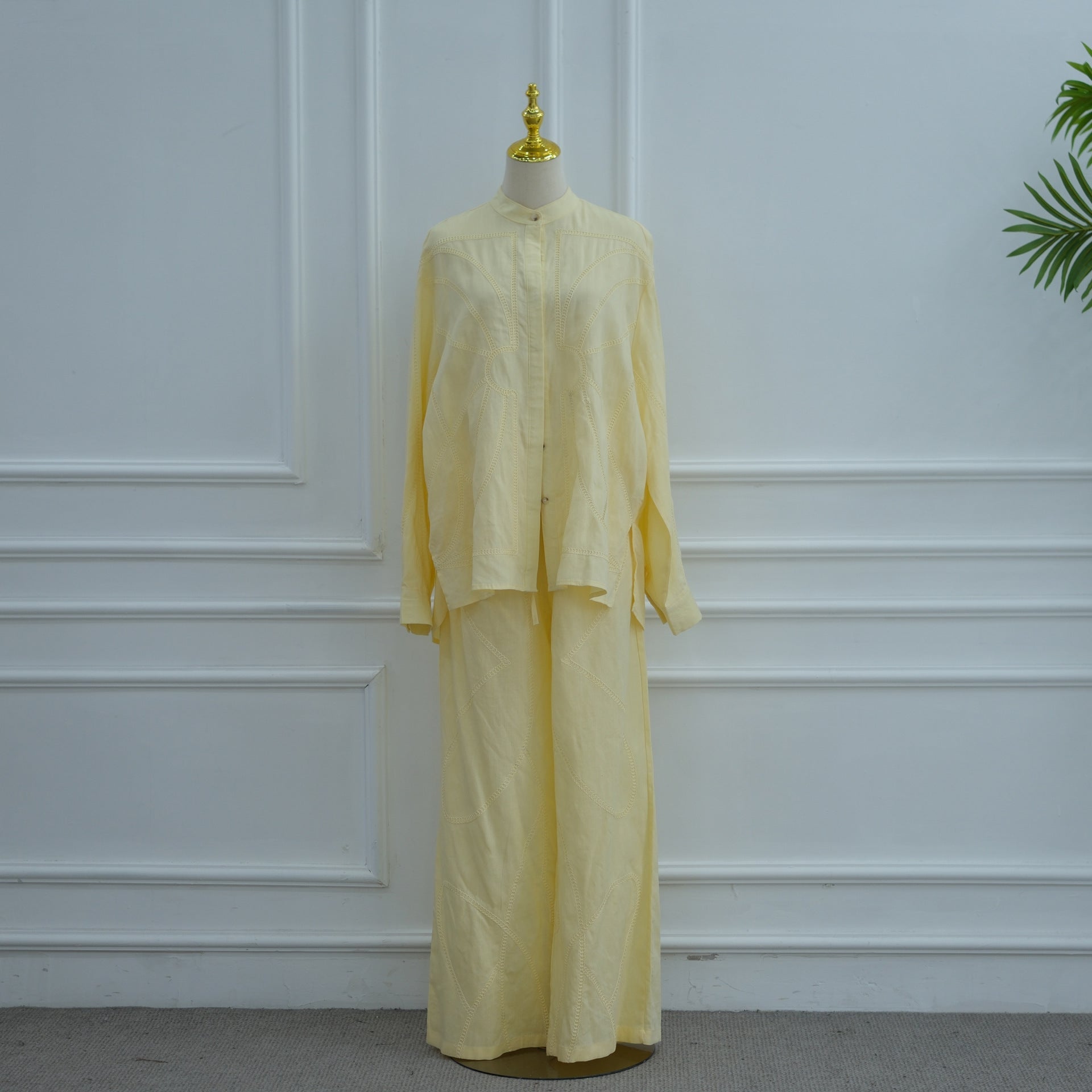 Tonal Chain Stitch Embroidered Set(MS501) - Mariam's Collection