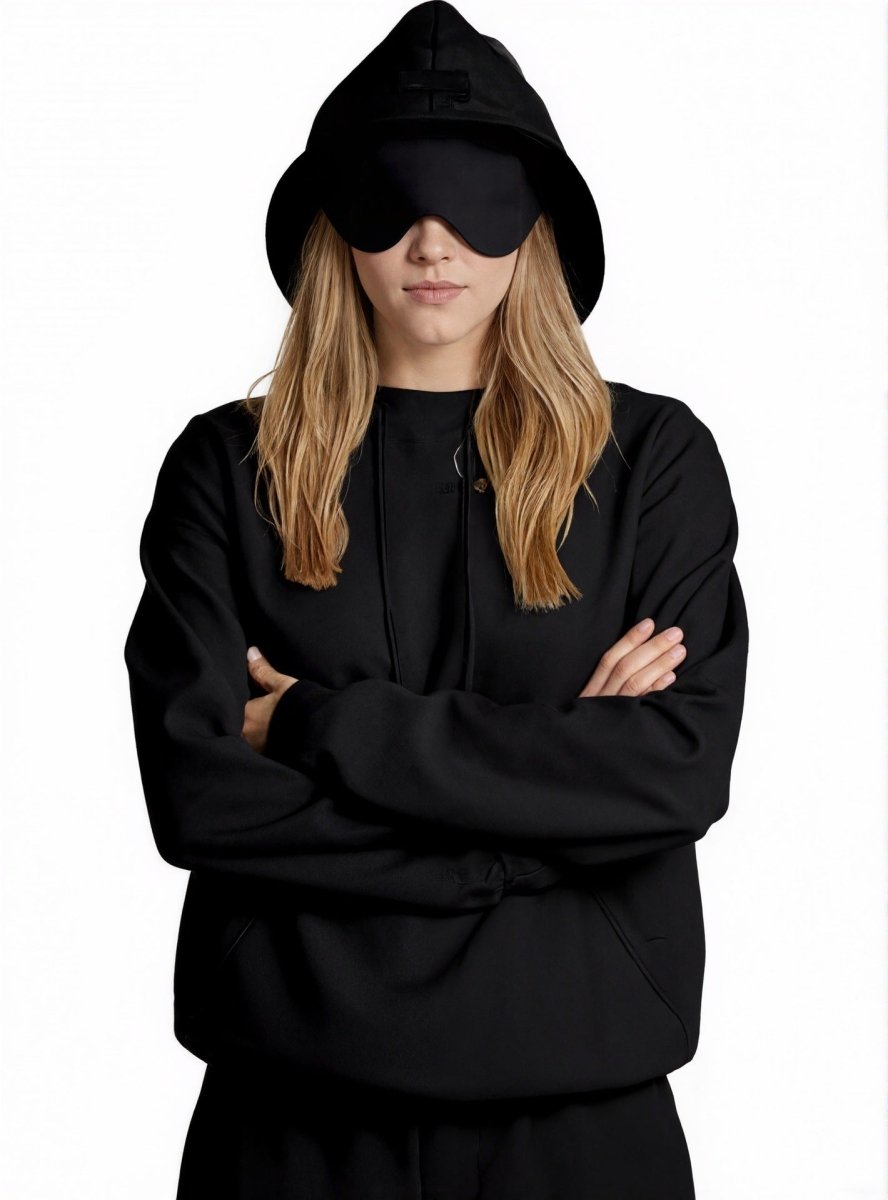 Travel Mode Eye Mask Hoodie | Oversized Pullover with Built - In Sleep Mask(MS209) - Mariam's Collection