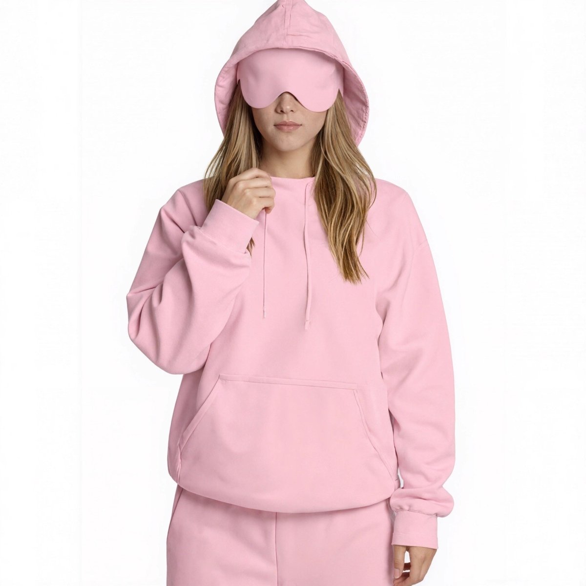 Travel Mode Eye Mask Hoodie | Oversized Pullover with Built - In Sleep Mask(MS209) - Mariam's Collection