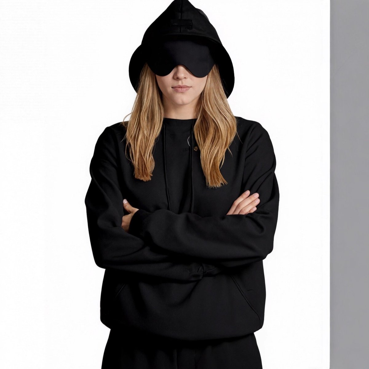 Travel Mode Eye Mask Hoodie | Oversized Pullover with Built - In Sleep Mask(MS209) - Mariam's Collection