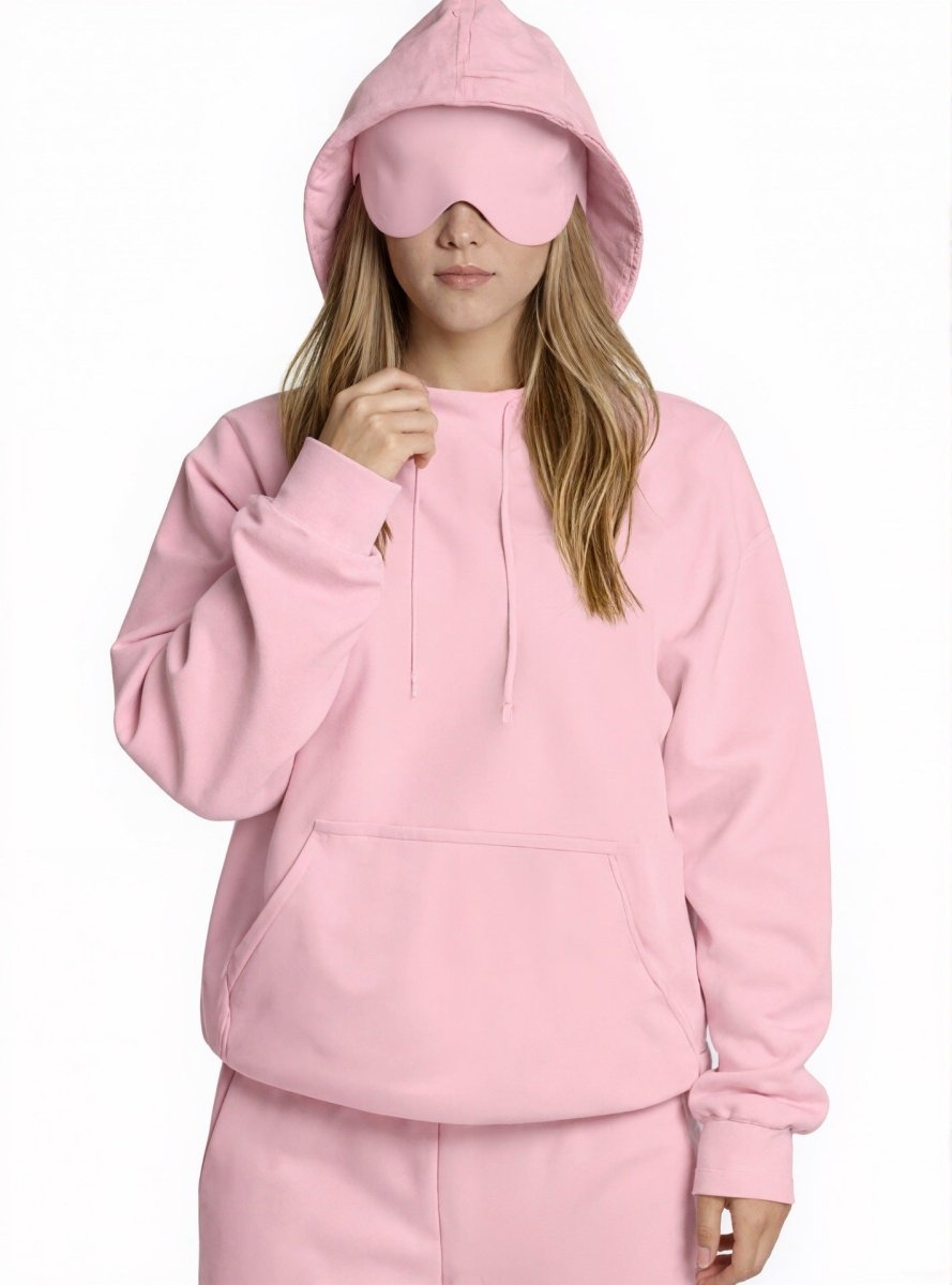 Travel Mode Eye Mask Hoodie | Oversized Pullover with Built - In Sleep Mask(MS209) - Mariam's Collection
