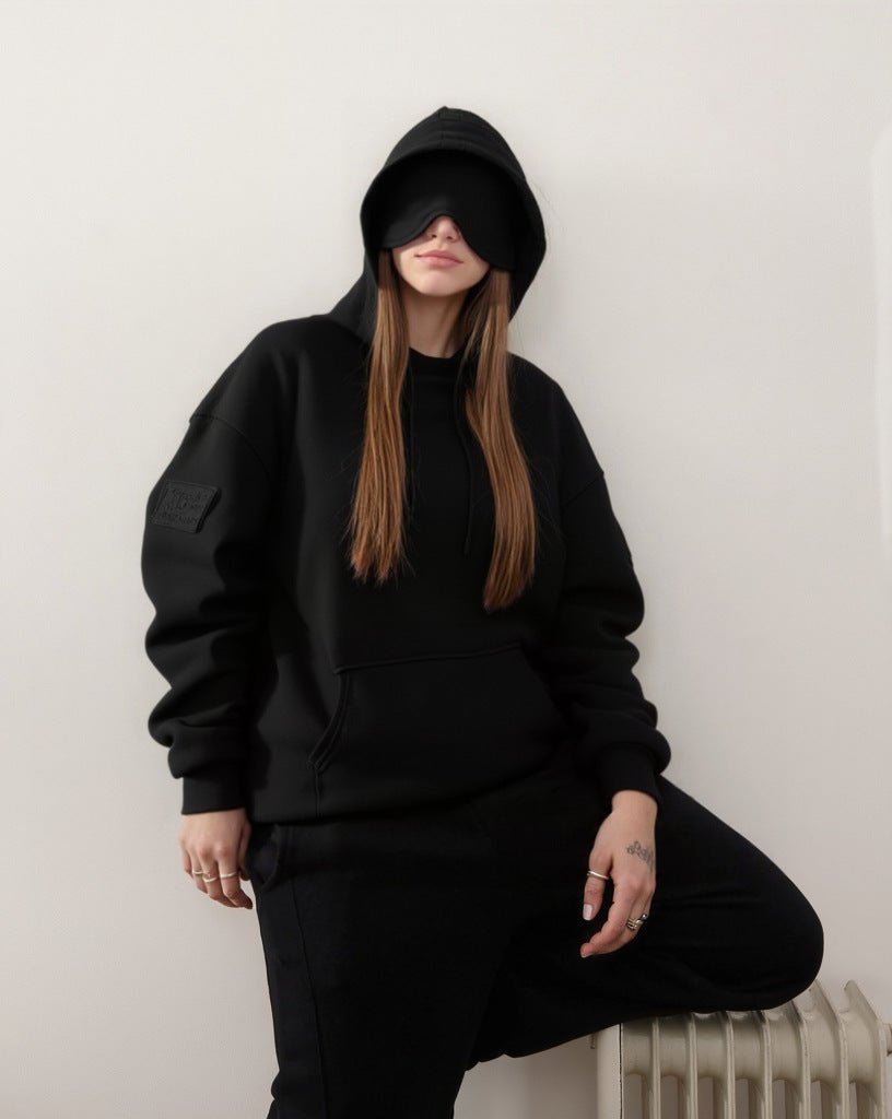 Travel Mode Eye Mask Hoodie | Oversized Pullover with Built - In Sleep Mask(MS209) - Mariam's Collection