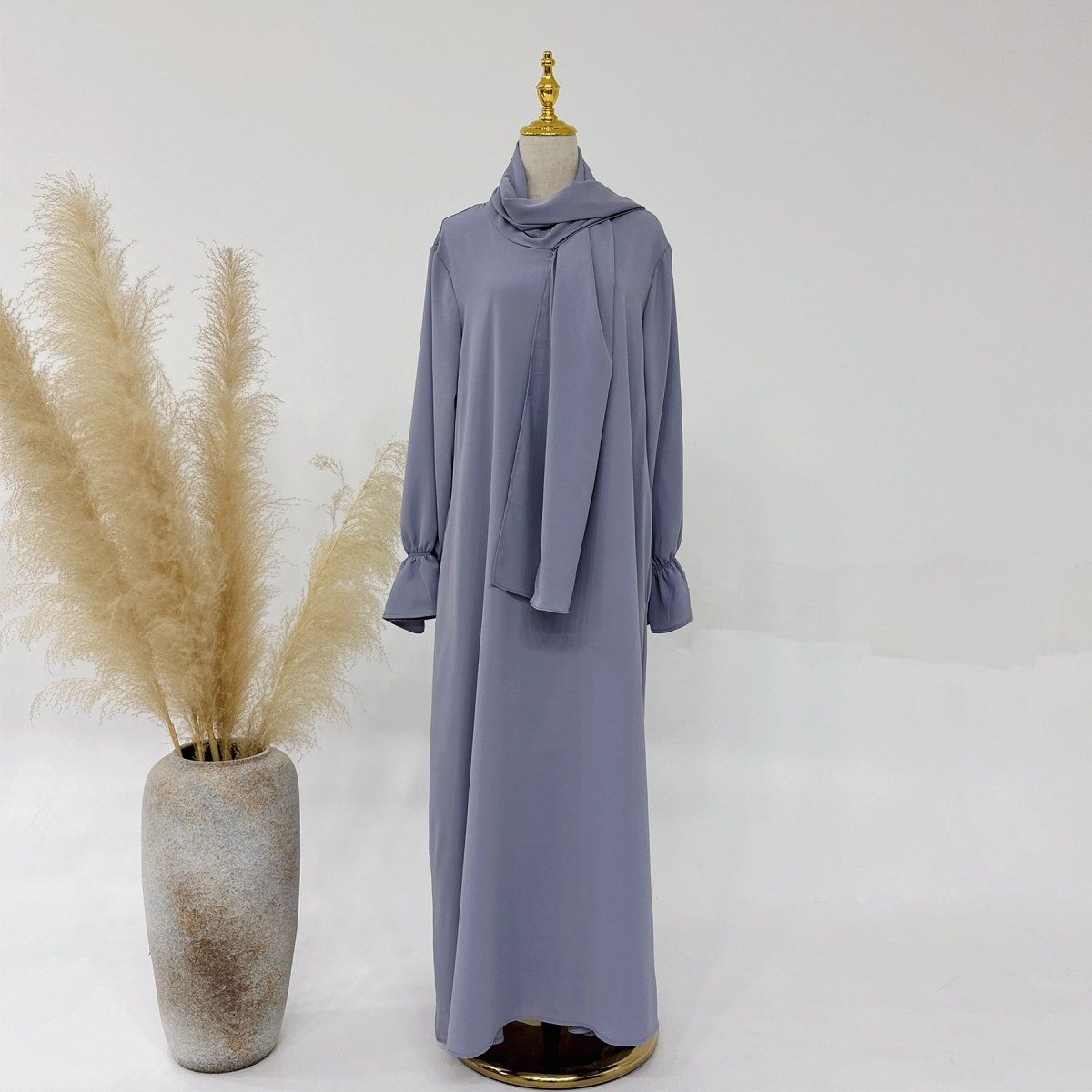 Trumpet Sleeve One - piece Hooded Abaya with Side Pocket (MA132) - Mariam's Collection