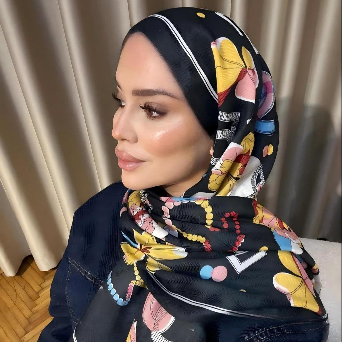 Twill Cotton Printed Scarf (MH215) - Mariam's Collection