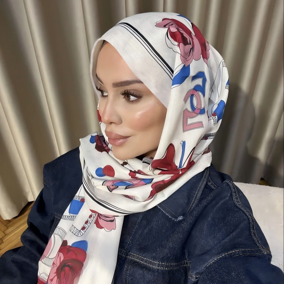 Twill Cotton Printed Scarf (MH215) - Mariam's Collection