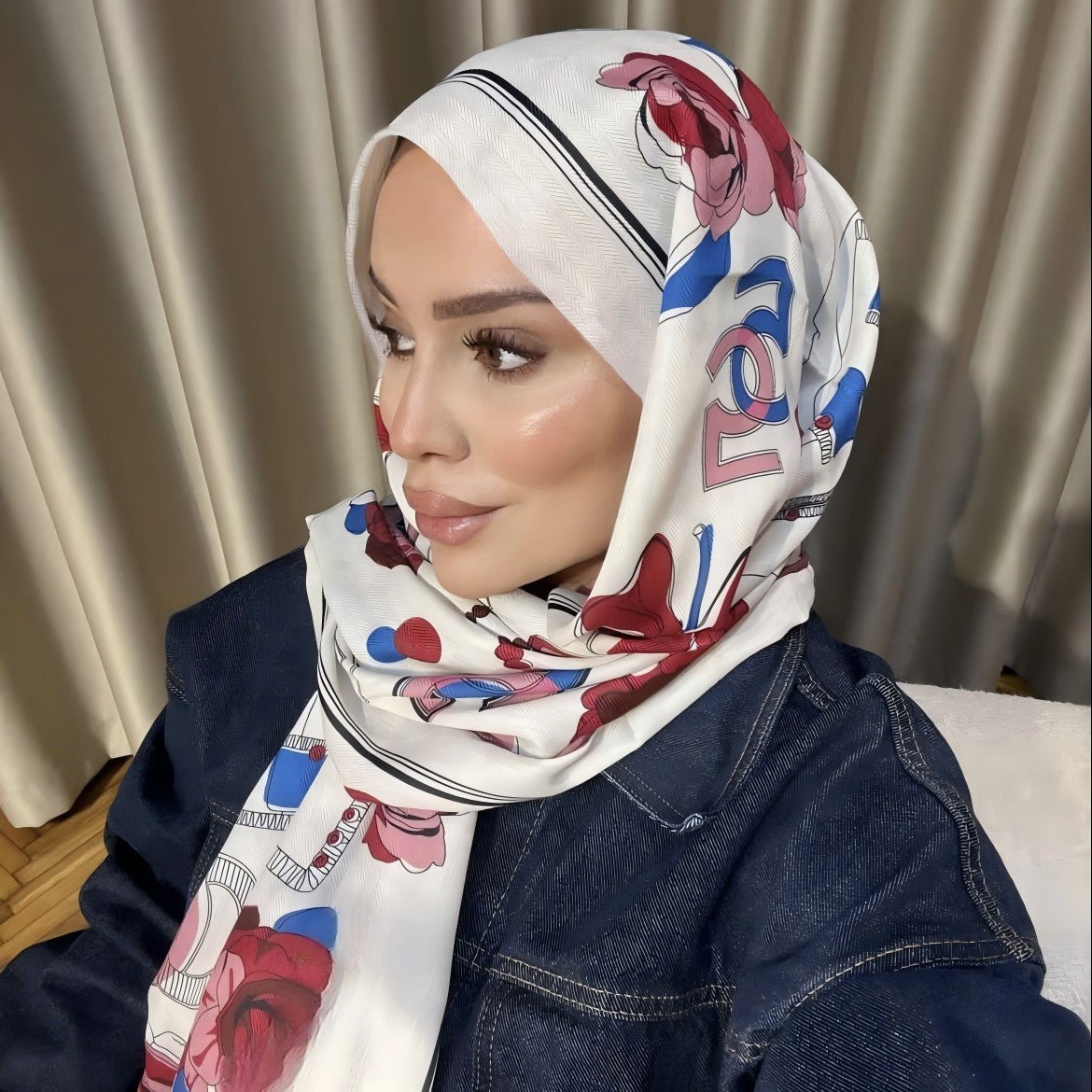Twill Cotton Printed Scarf (MH215) - Mariam's Collection