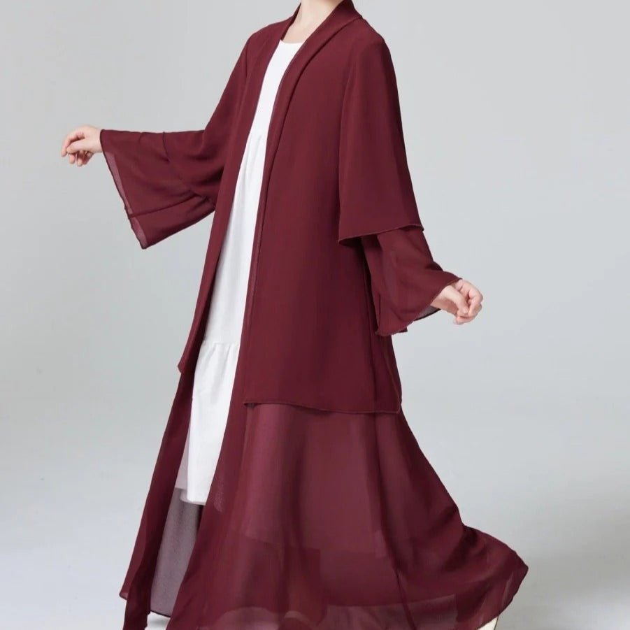 Two Layers Chiffon Girls Open Abaya Kid Abaya(MKG007) - Mariam's Collection