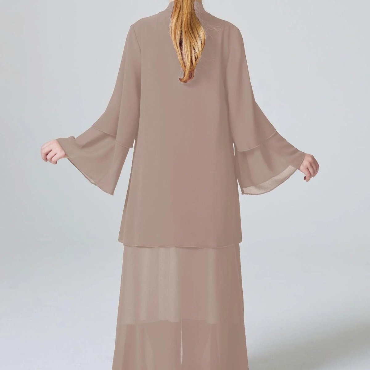 Two Layers Chiffon Girls Open Abaya Kid Abaya(MKG007) - Mariam's Collection