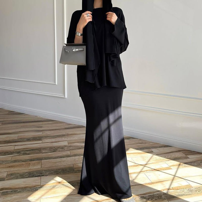 Two - Piece Modest Set with Attached Hijab(MS381) - Mariam's Collection