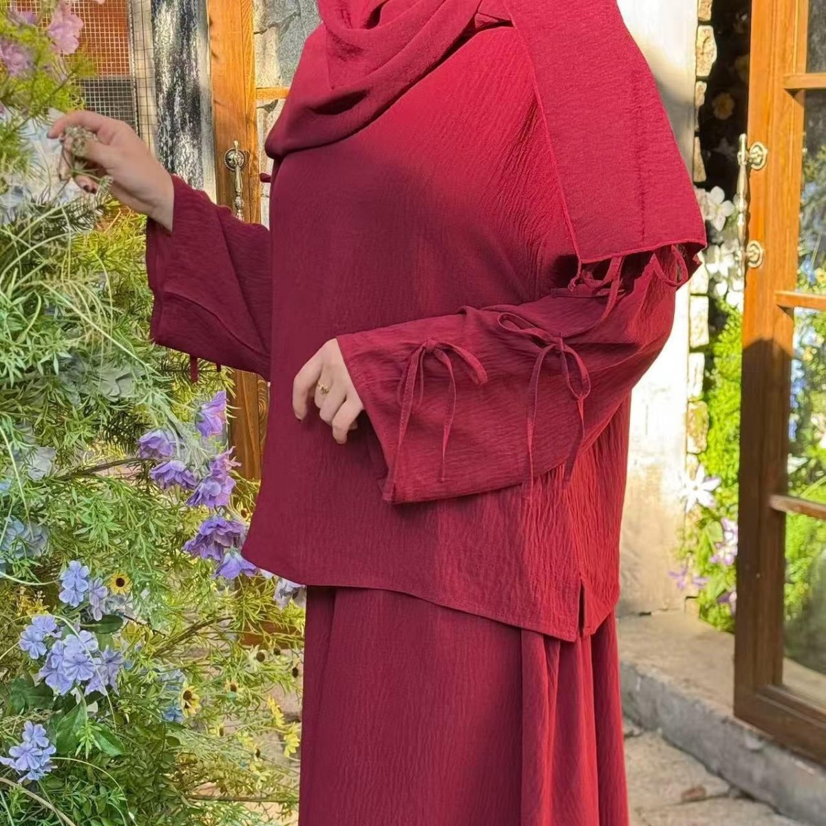 Two - Piece Tunic & Maxi Skirt Set with Pockets(MS379) - Mariam's Collection