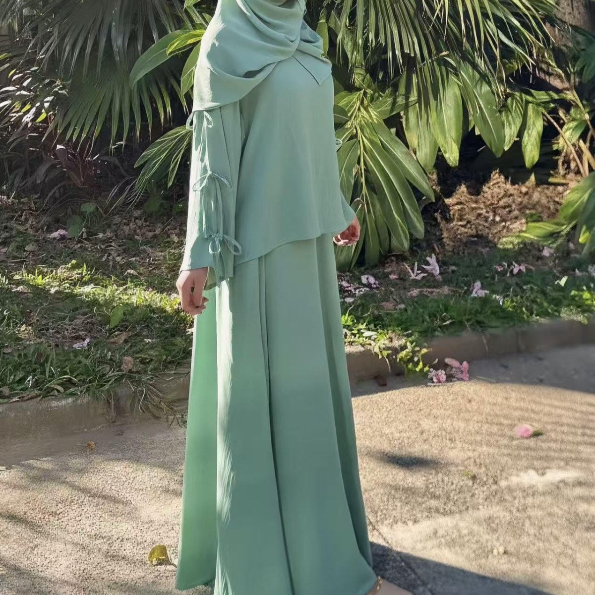 Two - Piece Tunic & Maxi Skirt Set with Pockets(MS379) - Mariam's Collection