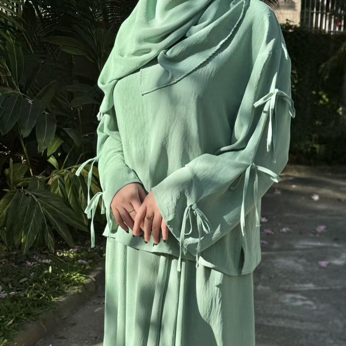 Two - Piece Tunic & Maxi Skirt Set with Pockets(MS379) - Mariam's Collection