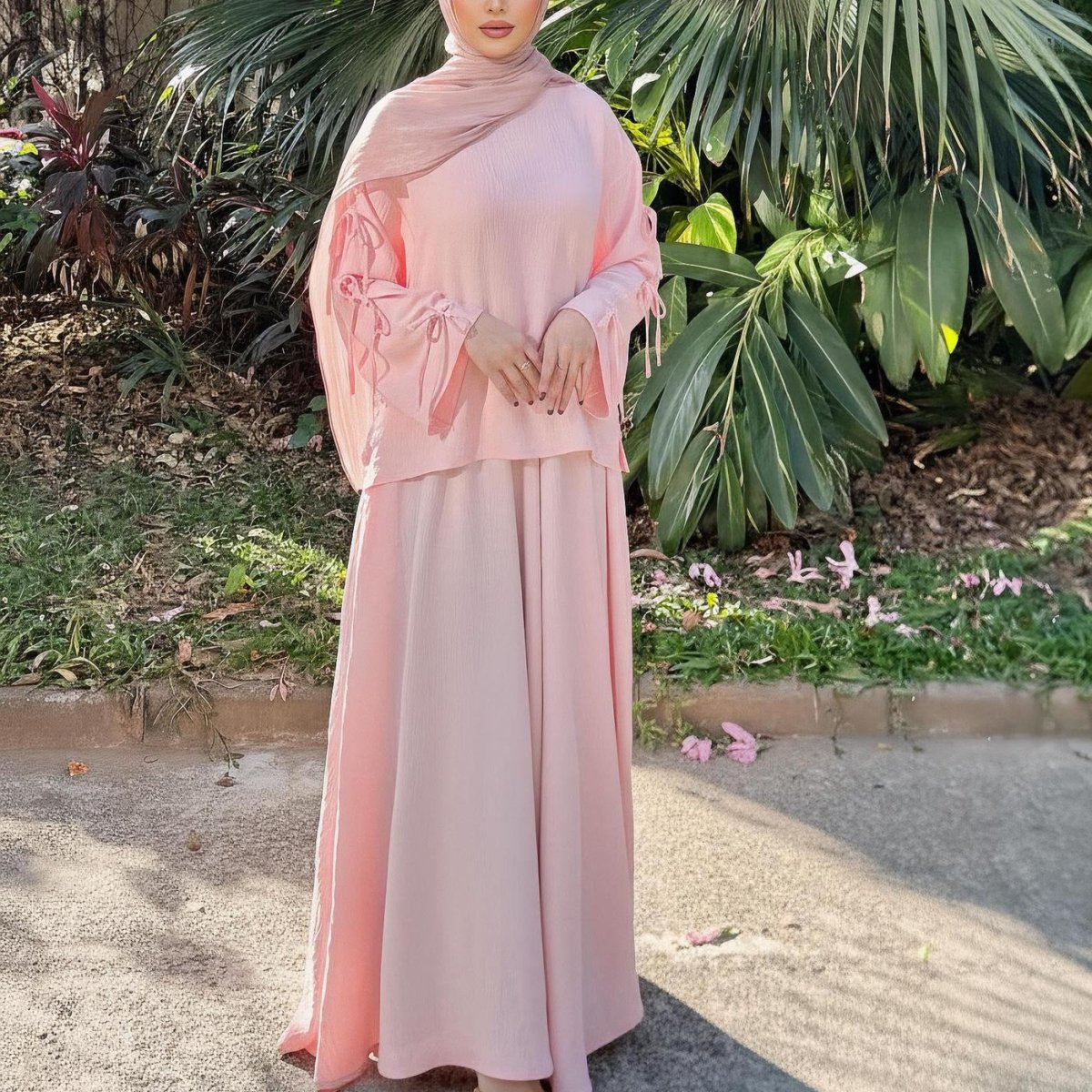 Two - Piece Tunic & Maxi Skirt Set with Pockets(MS379) - Mariam's Collection