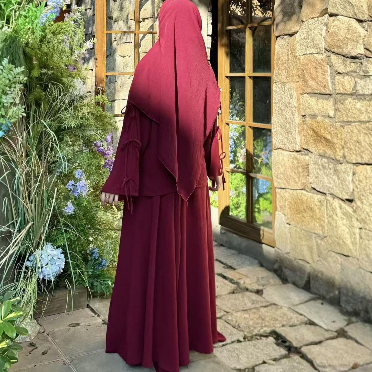 Two - Piece Tunic & Maxi Skirt Set with Pockets(MS379) - Mariam's Collection