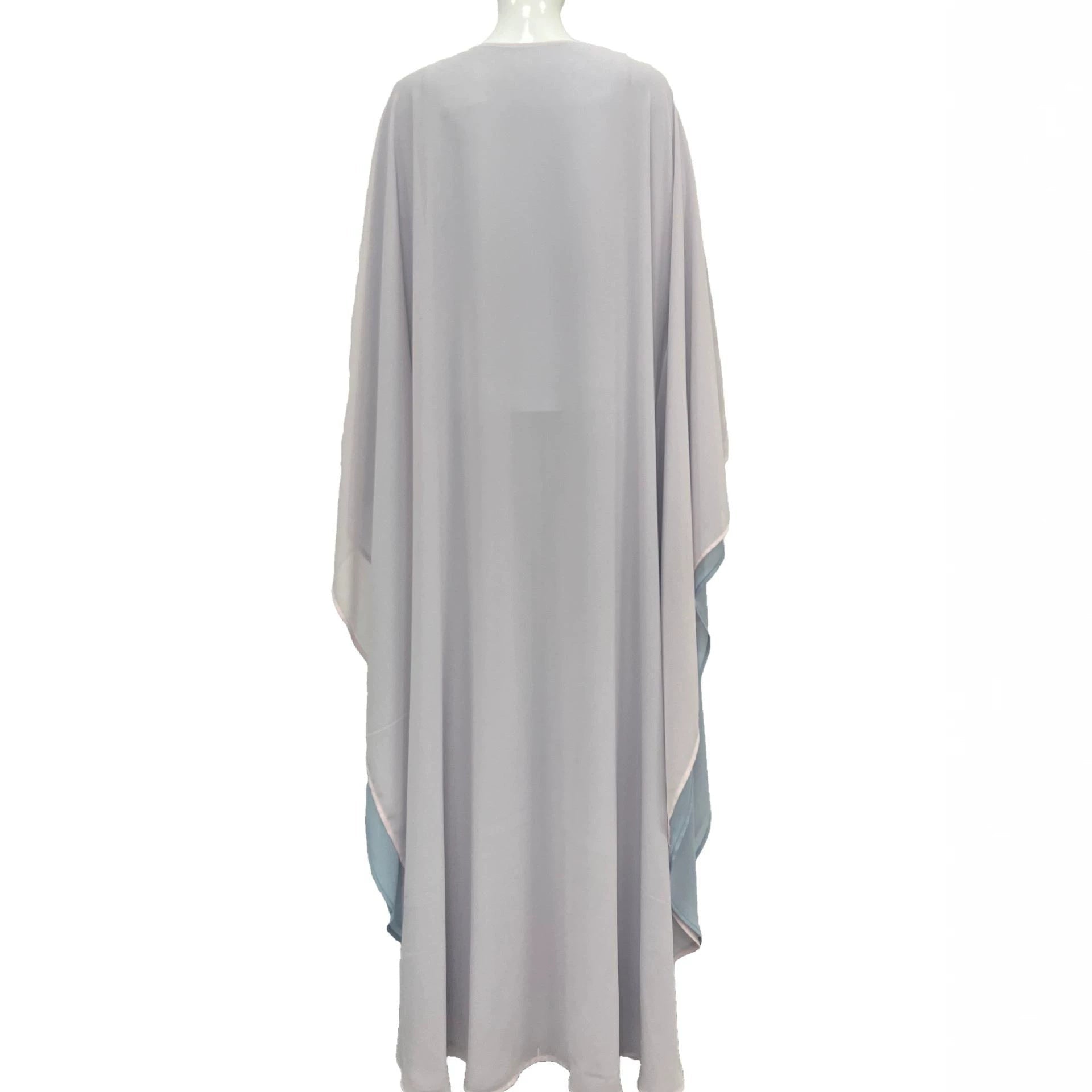 Two-Tone Double-Layer Batwing Sleeve Maxi Abaya Dress(MA467) - Mariam's Collection