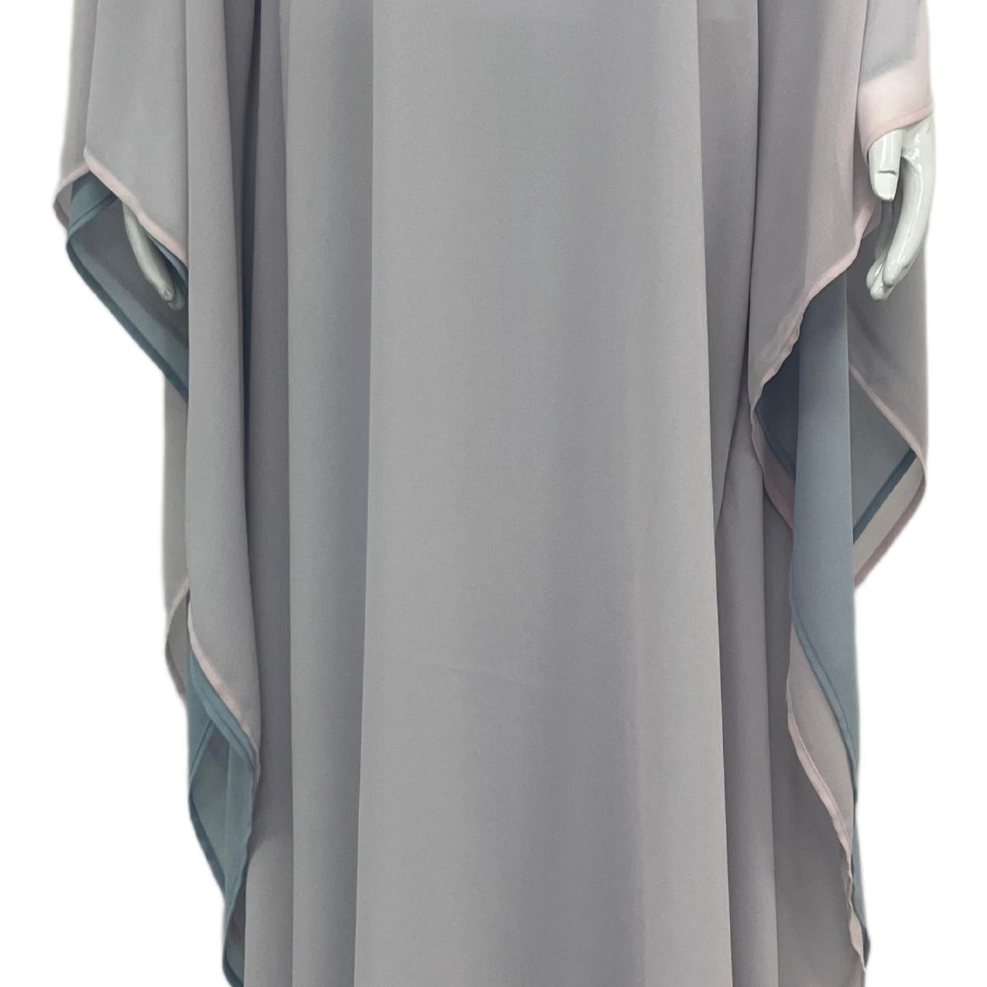 Two-Tone Double-Layer Batwing Sleeve Maxi Abaya Dress(MA467) - Mariam's Collection