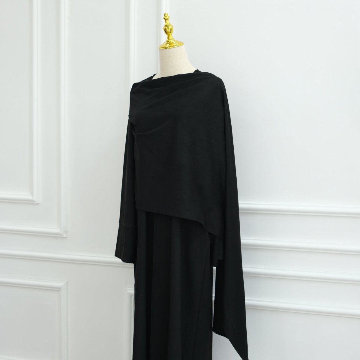 V - Neck Suede - Look Abaya with Attached Cape(MOA247) - Mariam's Collection