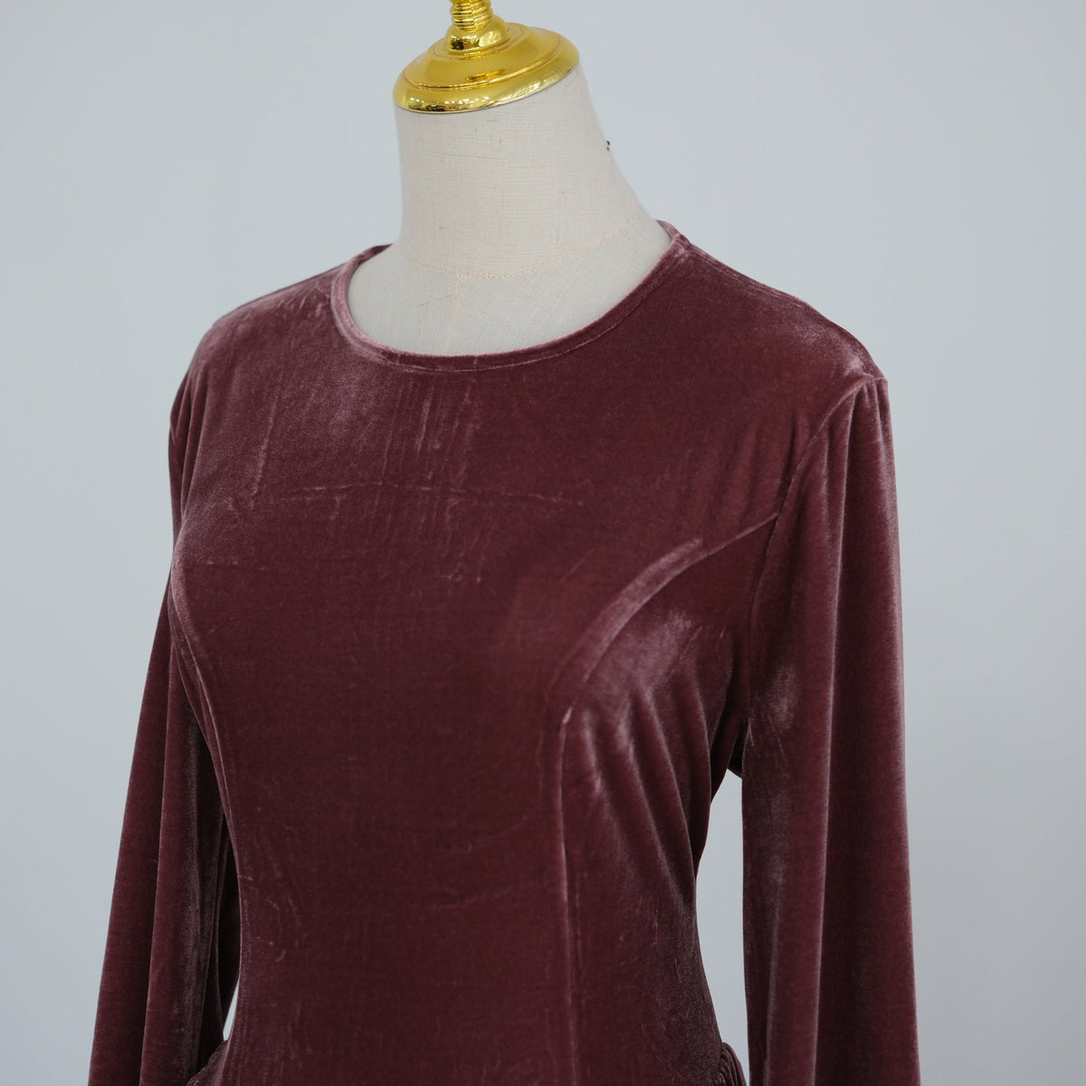 Velvet-Look Fit-and-Flare Maxi Dress(MS562) - Mariam's Collection