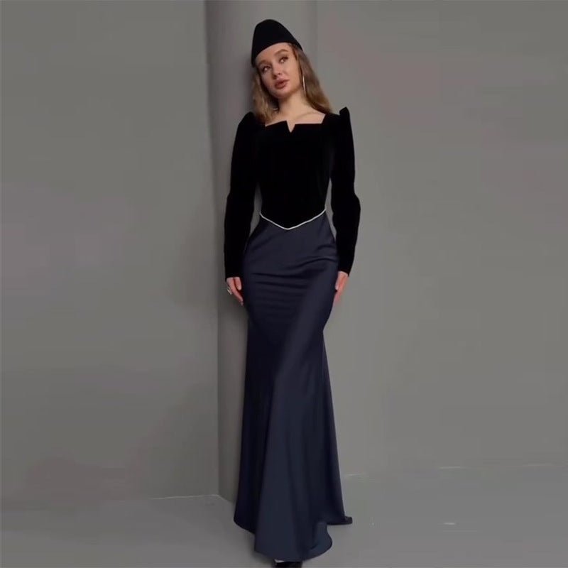 Velvet & Satin Two - Piece Evening Set(MS281) - Mariam's Collection