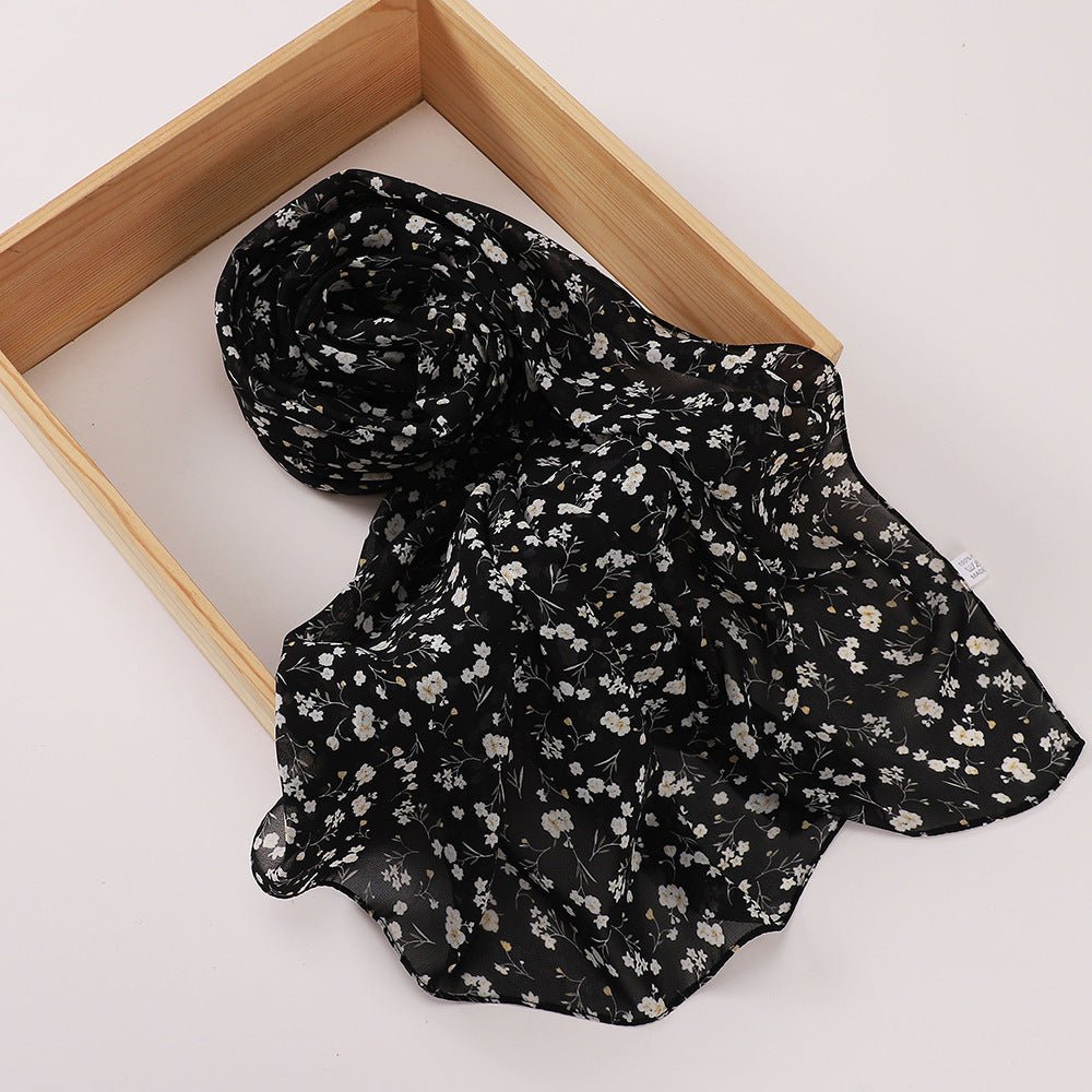 Versatile Chiffon Printed Floral Scarf Hijab (MH183) - Mariam's Collection