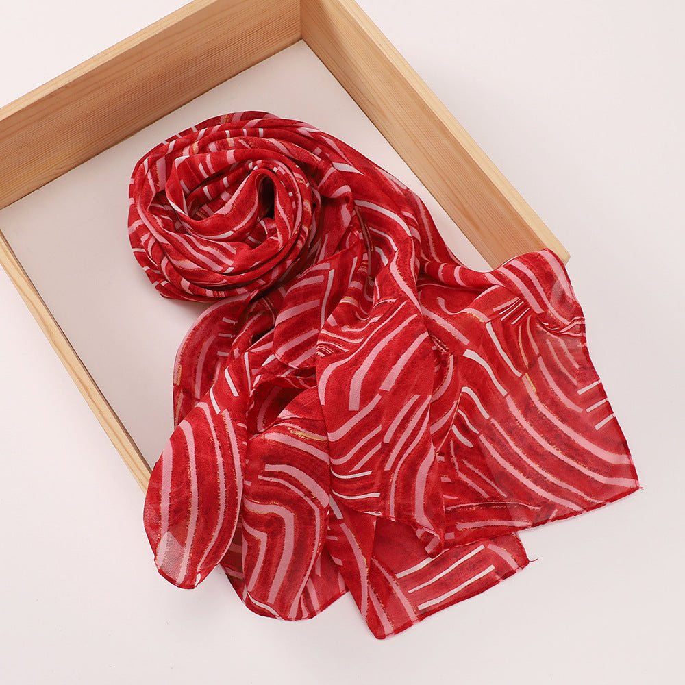 Versatile Chiffon Printed Floral Scarf Hijab (MH183) - Mariam's Collection