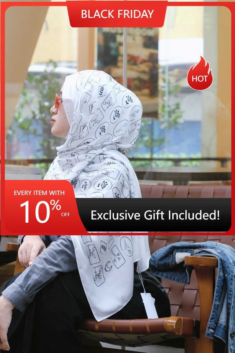 Versatile Minimalist Printed Hijab (MH090) - Mariam's Collection