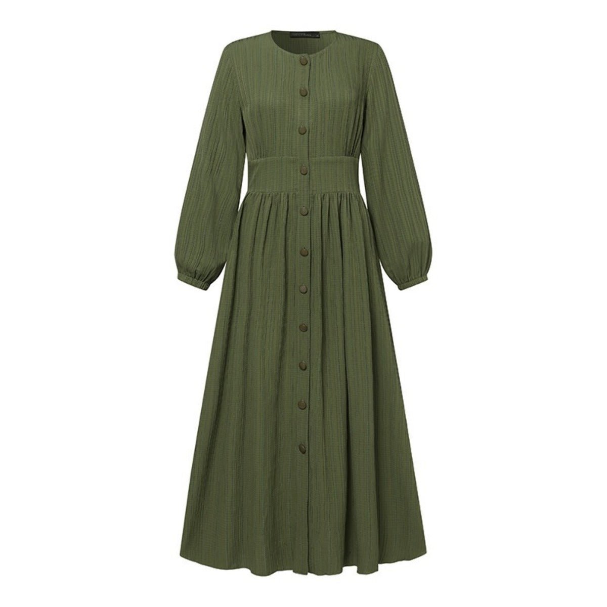 Vintage Button - Front Abaya Dress | Long Sleeve Modest Robe. (MA256) - Mariam's Collection