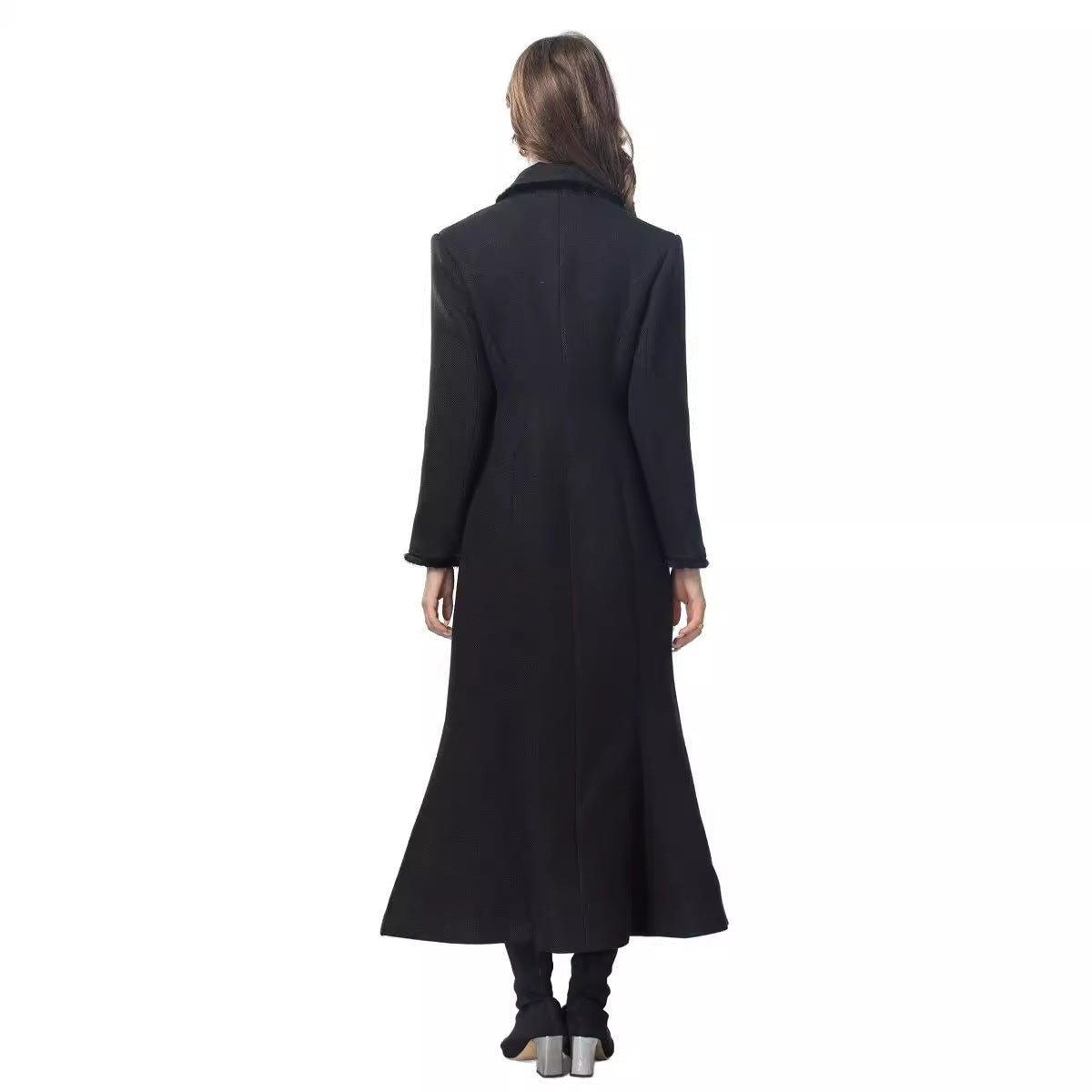 Vintage Elegant Long Tweed Coat (MS070) - Mariam's Collection