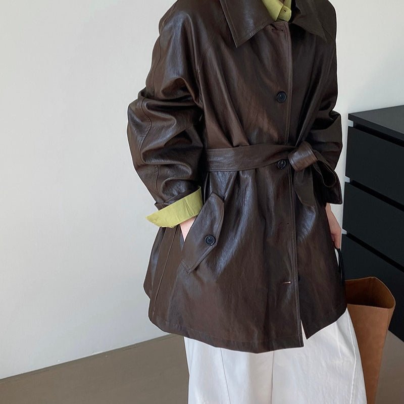 Vintage Faux Leather Jacket(MS149) - Mariam's Collection