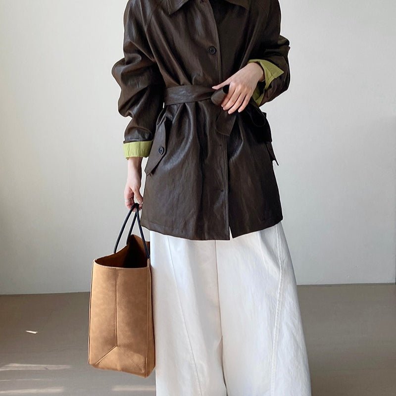Vintage Faux Leather Jacket(MS149) - Mariam's Collection