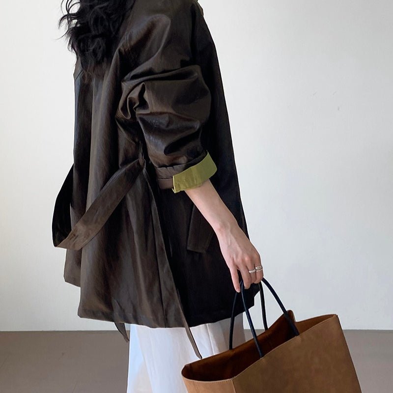 Vintage Faux Leather Jacket(MS149) - Mariam's Collection