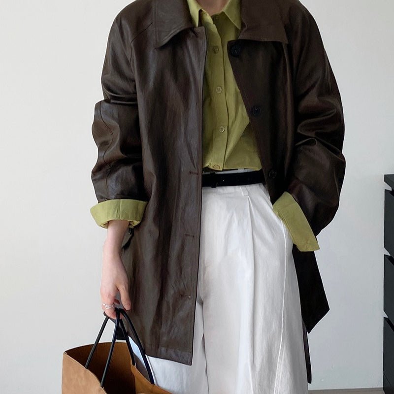 Vintage Faux Leather Jacket(MS149) - Mariam's Collection